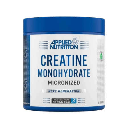Pot de créatine monohydrate APPLIED NUTRITION de 300 grammes, complément alimentaire pour sportifs, conçu pour améliorer la force et la récupération.