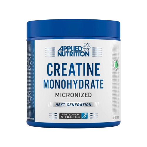 Pot de créatine monohydrate APPLIED NUTRITION de 300 grammes, complément alimentaire pour sportifs, conçu pour améliorer la force et la récupération.
